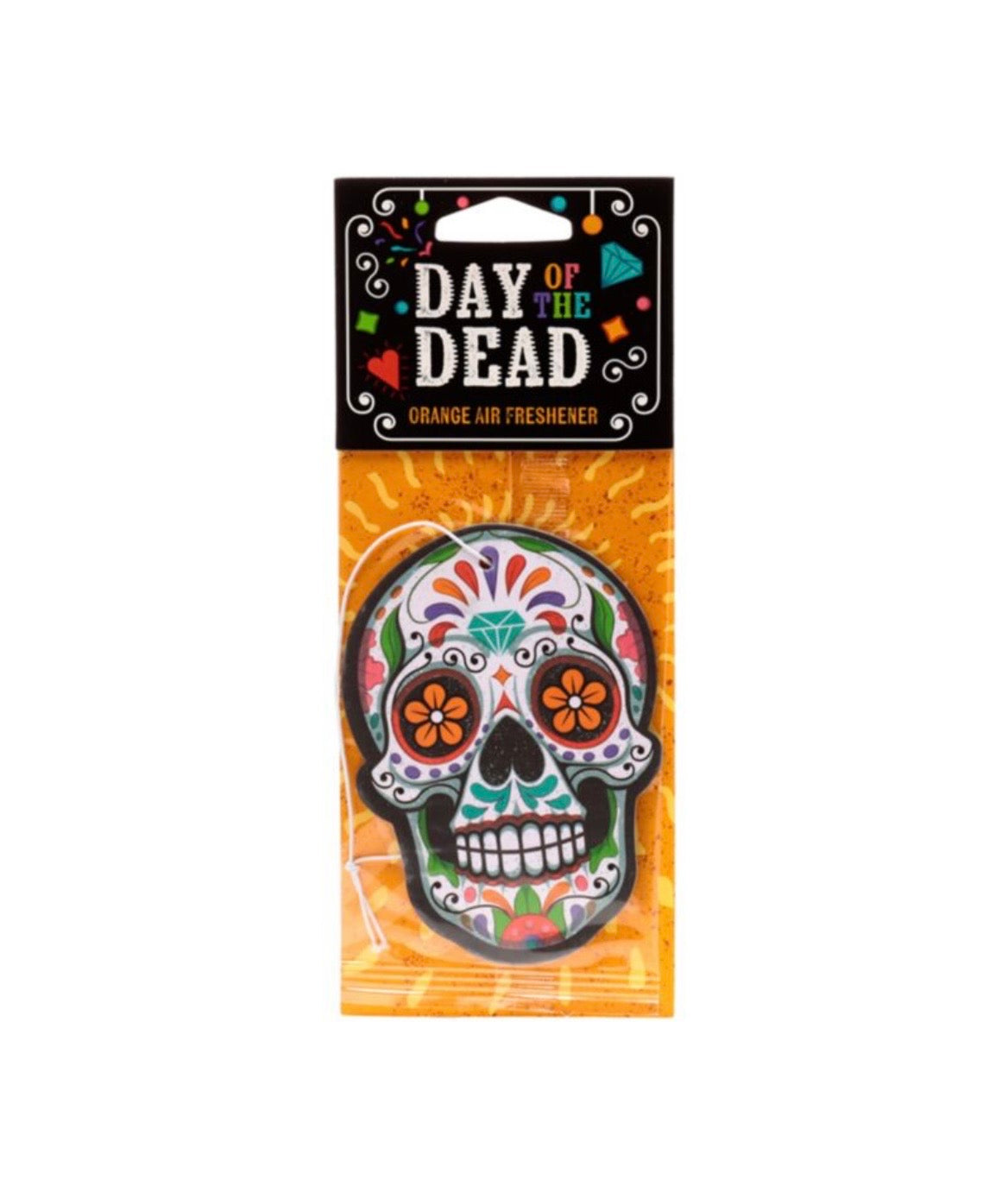 Day of the Dead Hanging Air Freshener Orange Scent
