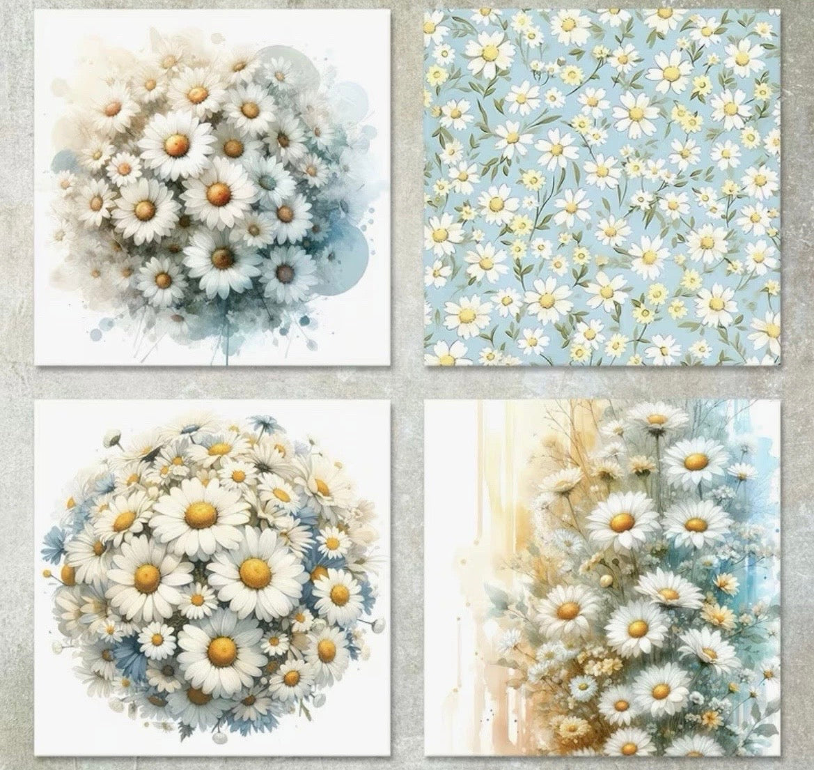 12 PCS Daisy Floral Craft Papers 6x6 inch