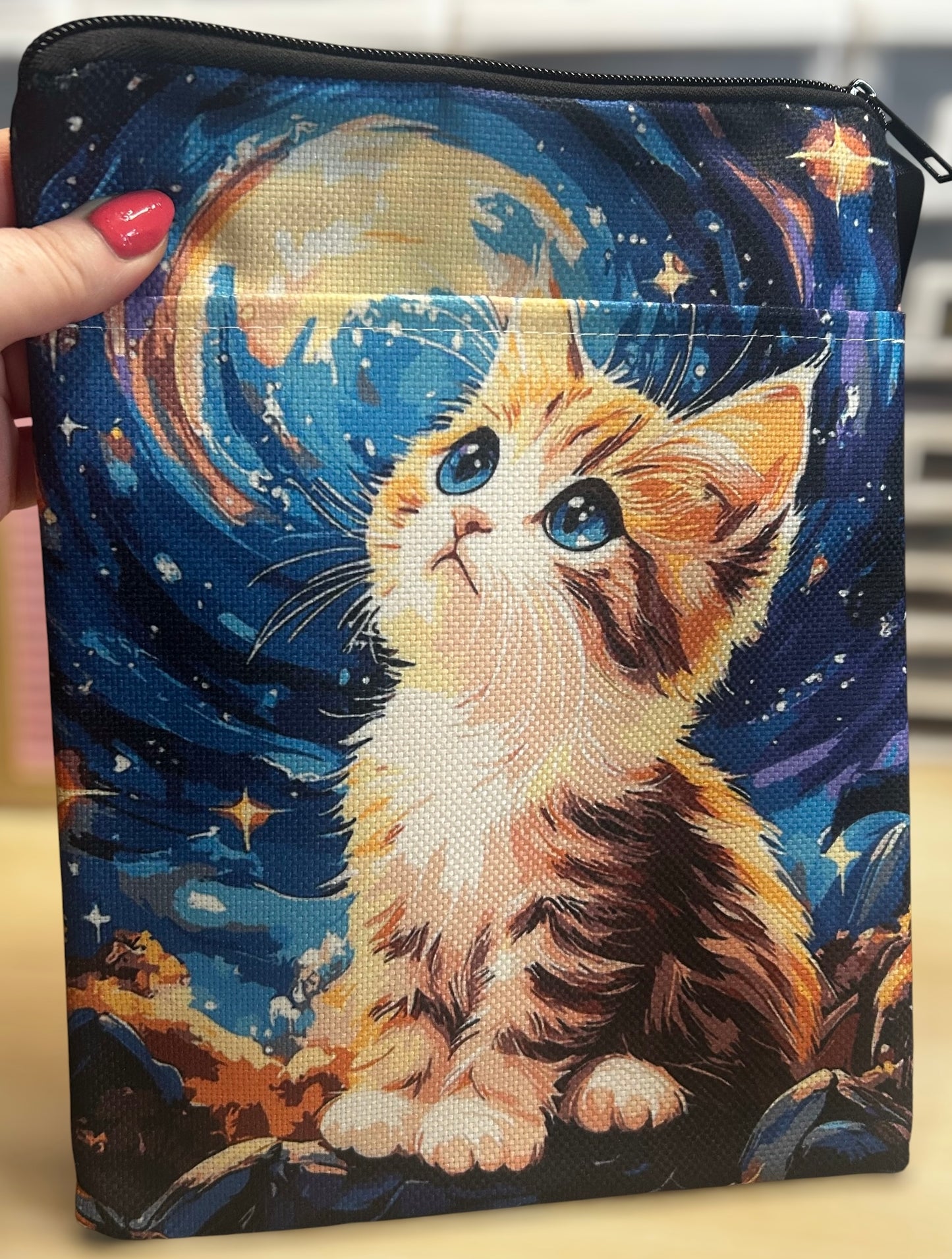 Artistic Starry Cat Book Sleeve