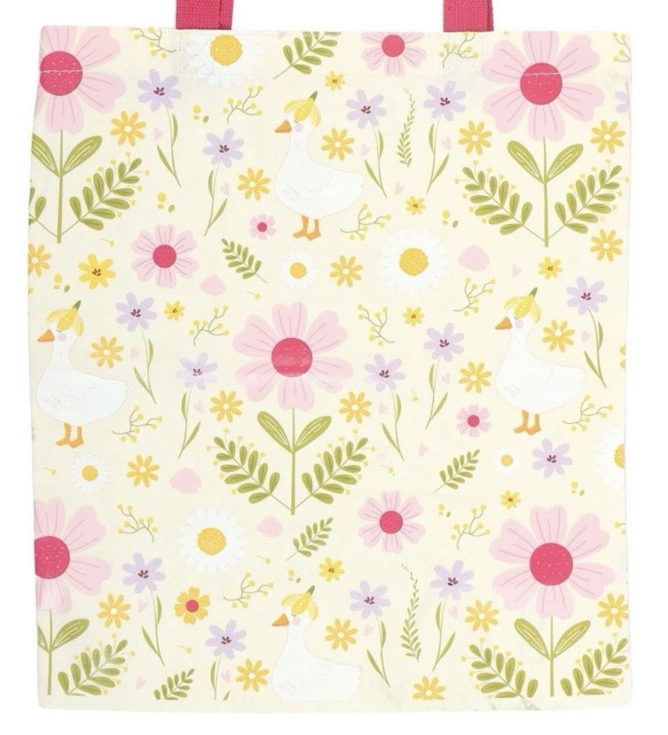 Floral Daisy & Duck Tote Bag