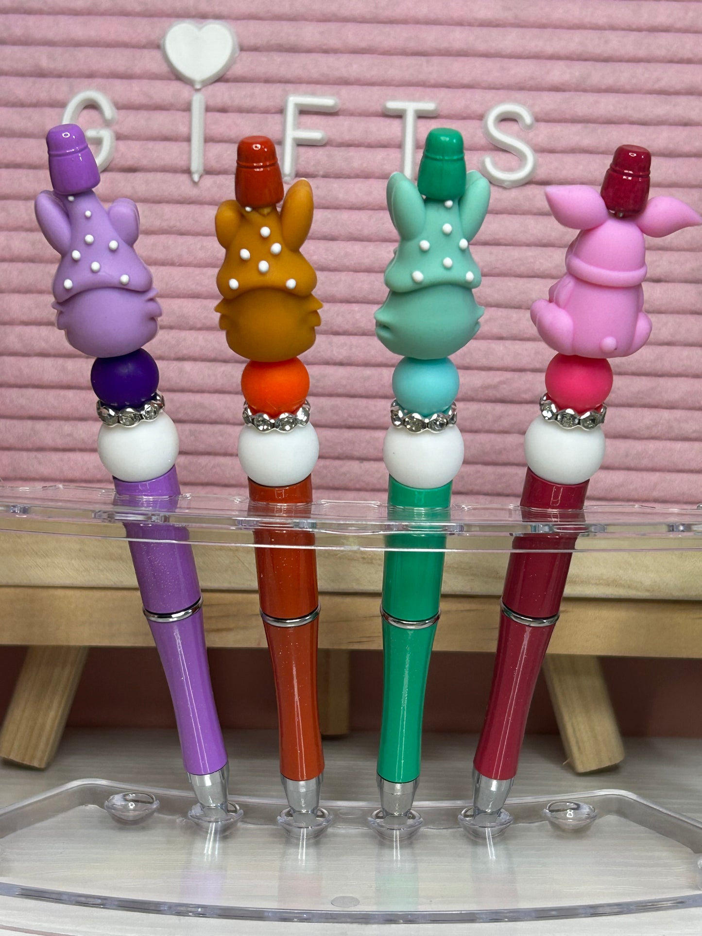 Set of 4 Easter Gonk Beaded Pens