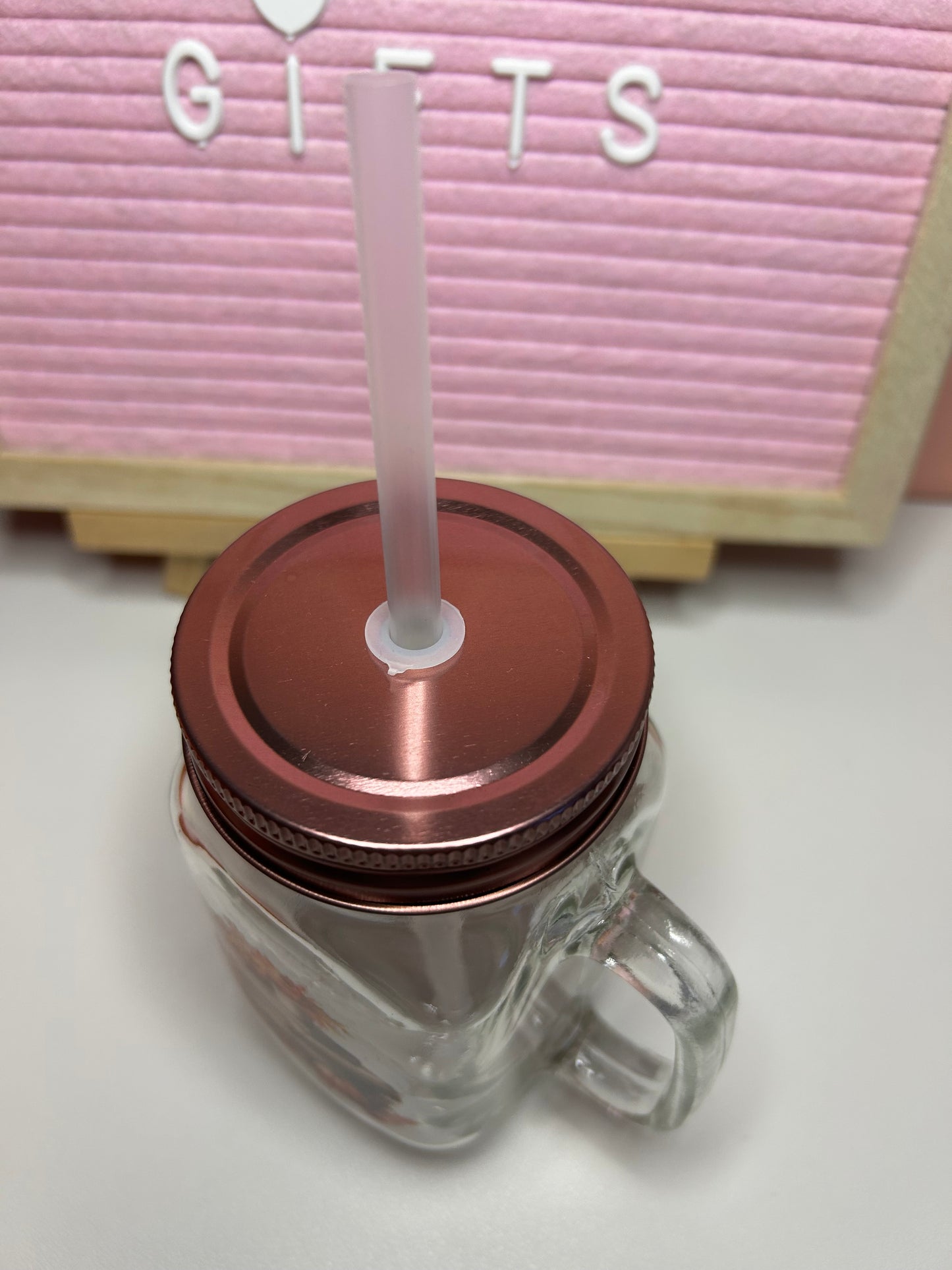 Handmade Autumn Themed Glass Mason Drinking Jar