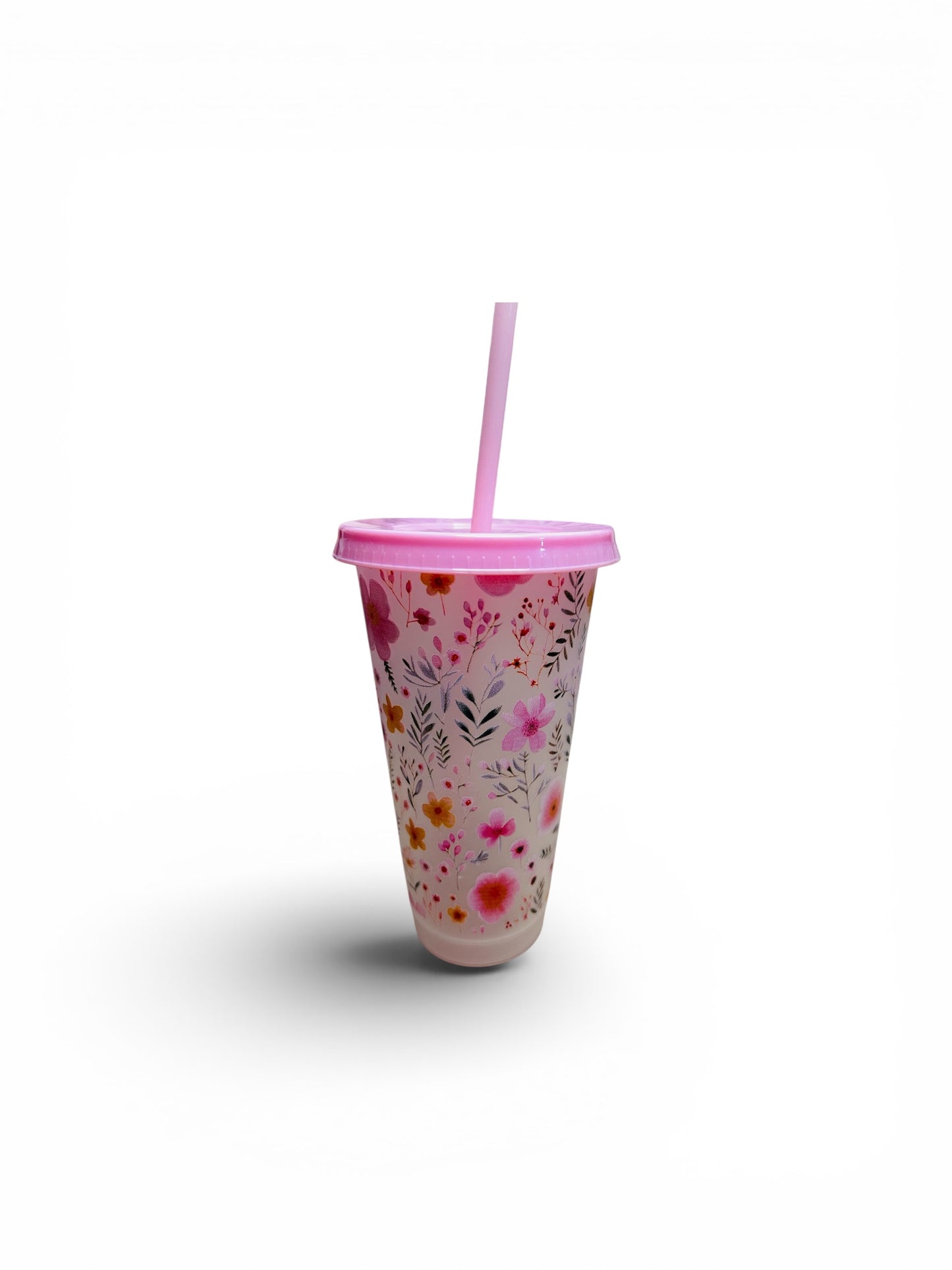 24oz Spring Vibes Pink Floral Cold Cup