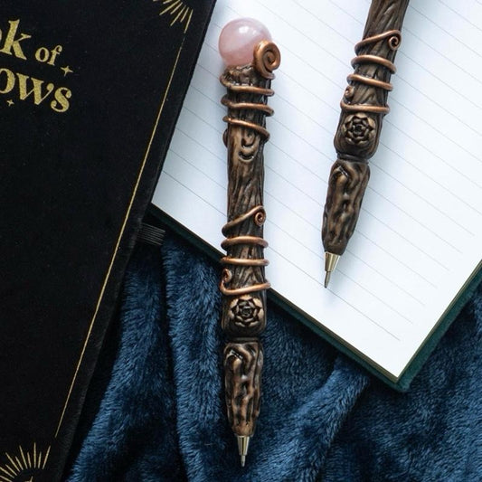 Romance Rose Quartz Crystal Resin Wand Pen