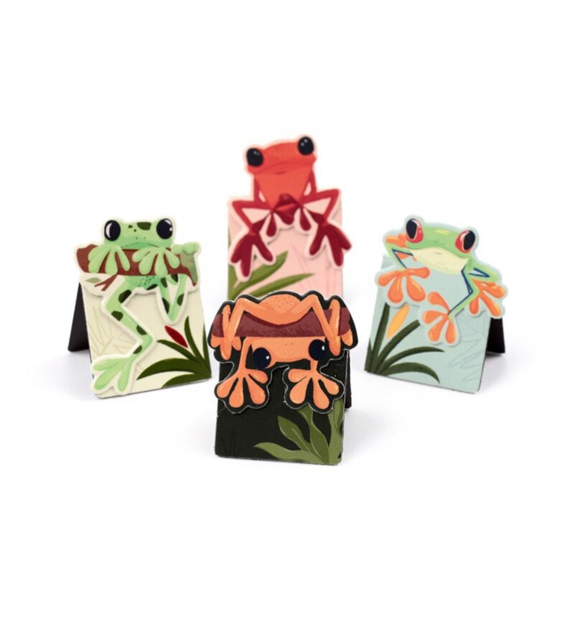 Funky Frogs Set of 4 Magnetic Bookmarks