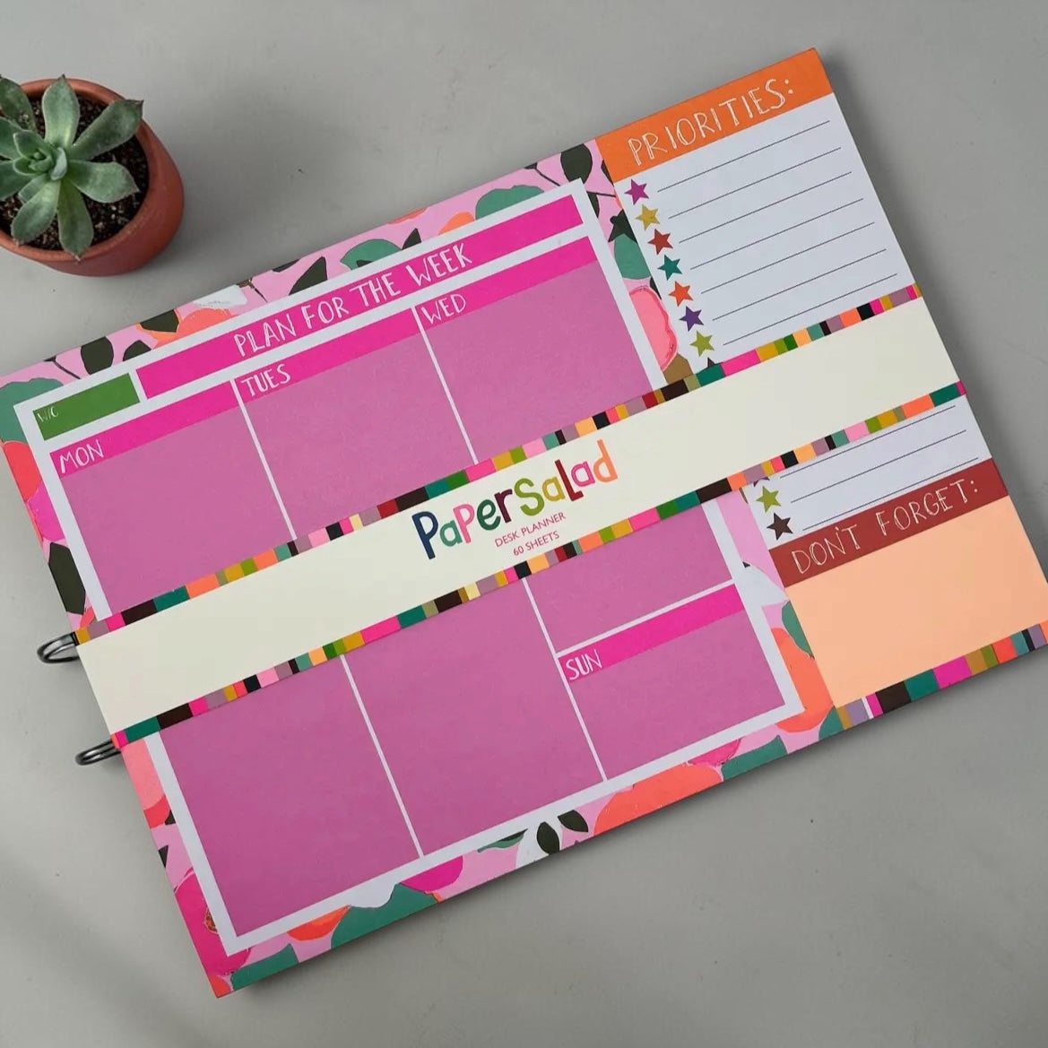 Premium A4 Vibrant Weekly Desk Planner by Paper Salad