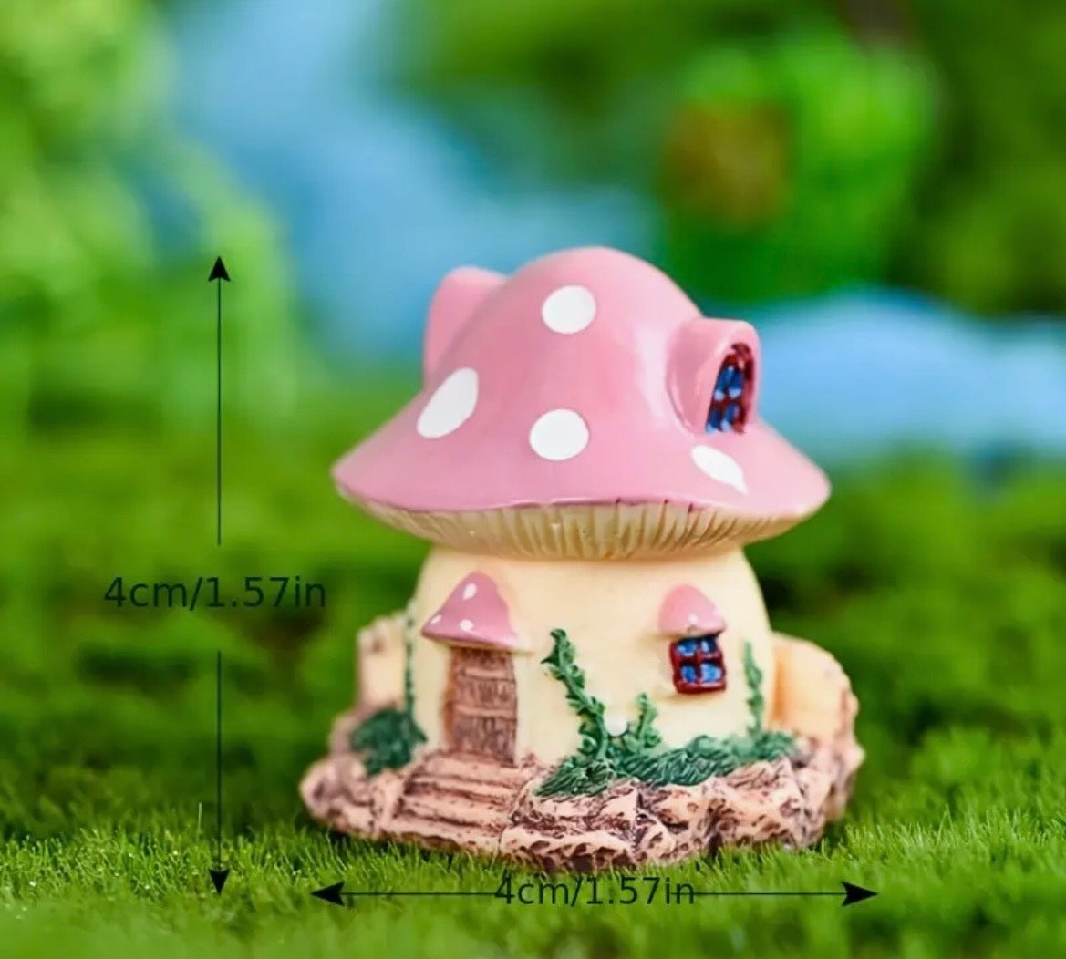 Mini Resin Fairy Garden Pink Toadstool House