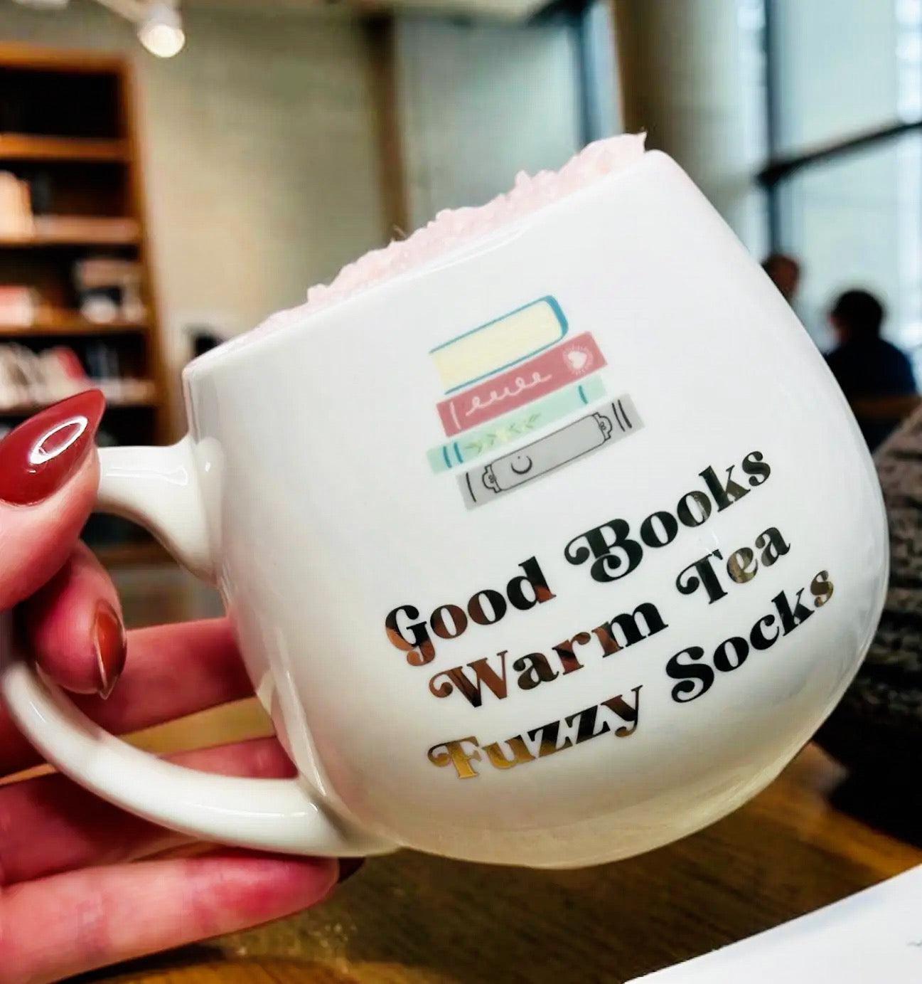 Book & Tea Lovers Bookish Ceramic Rounded Mug & Fluffy Socks Gift Set