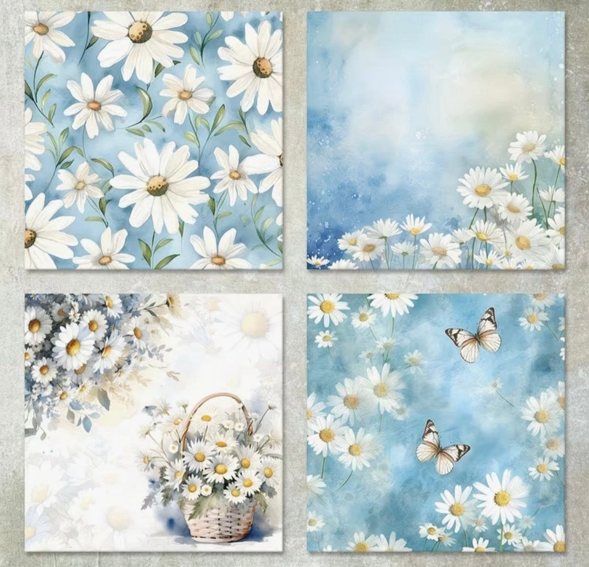 12 PCS Daisy Floral Craft Papers 6x6 inch