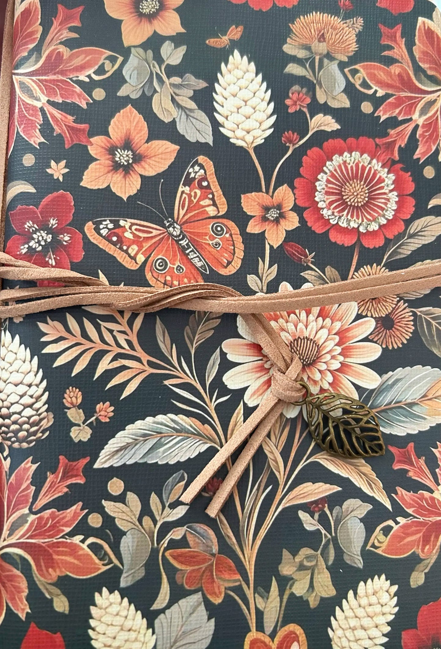 Red Floral Butterfly Tie Journal Sketchbook
