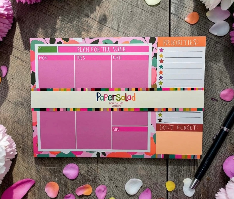 Premium A4 Vibrant Weekly Desk Planner by Paper Salad