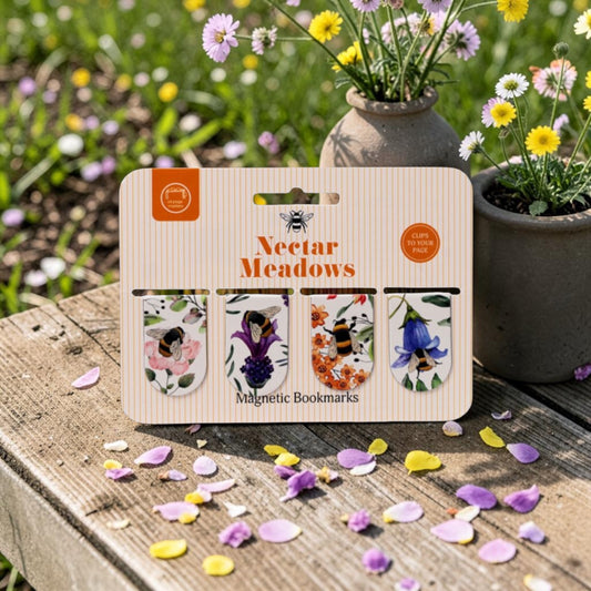 Floral Bee Set of 4 Magnetic Bookmarks