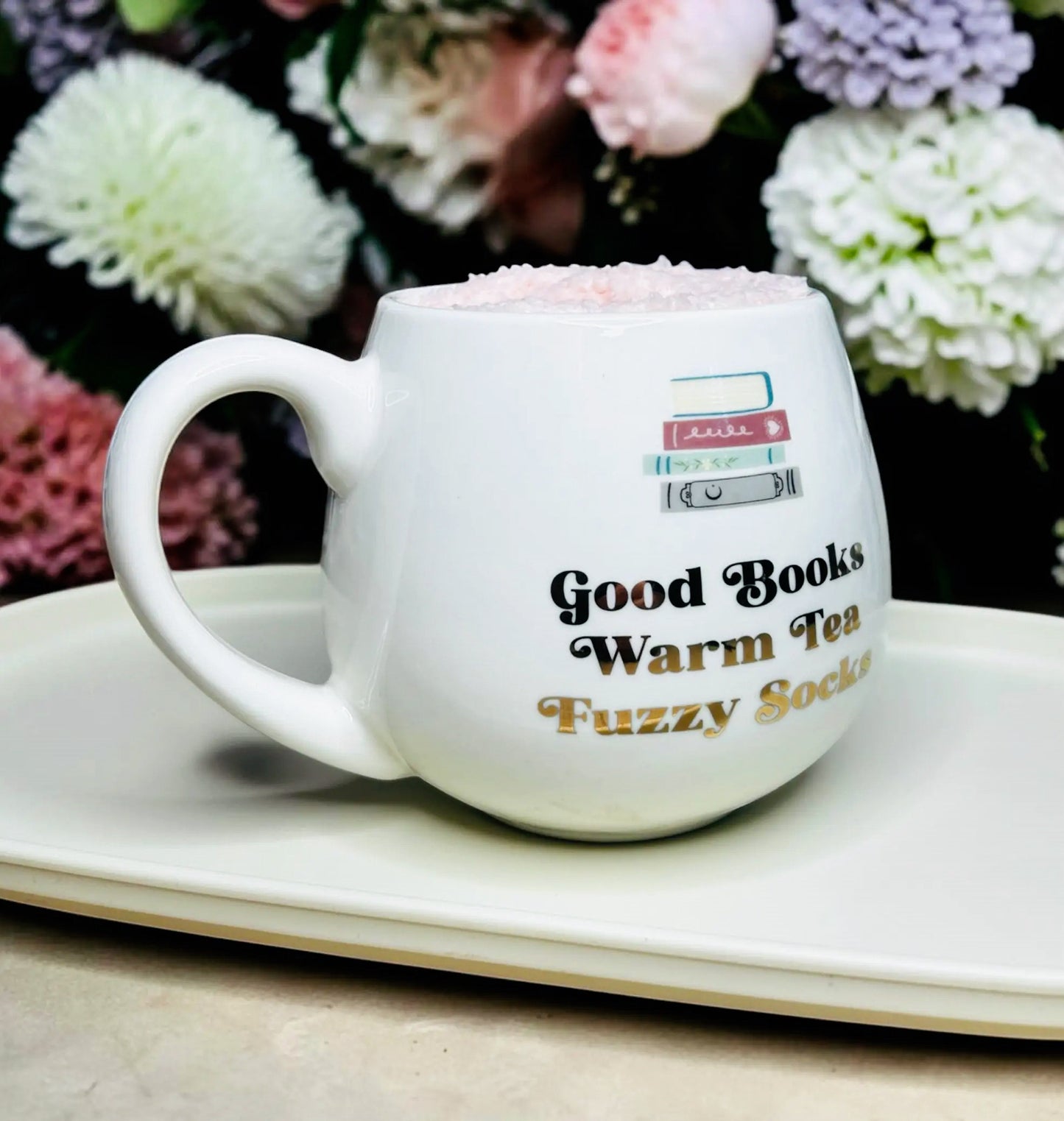 Book & Tea Lovers Bookish Ceramic Rounded Mug & Fluffy Socks Gift Set