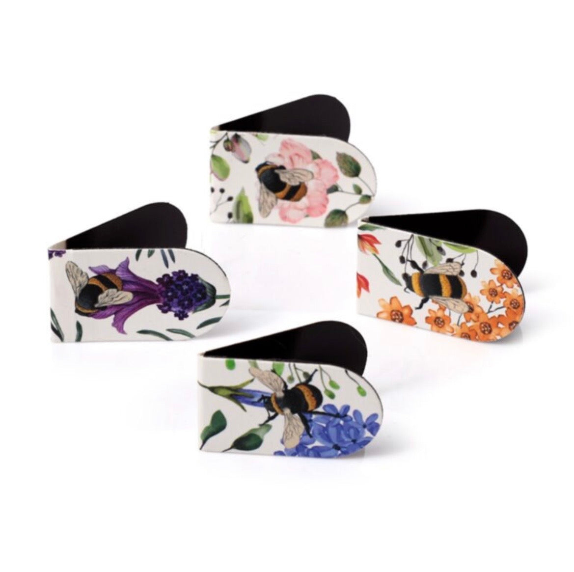 Floral Bee Set of 4 Magnetic Bookmarks