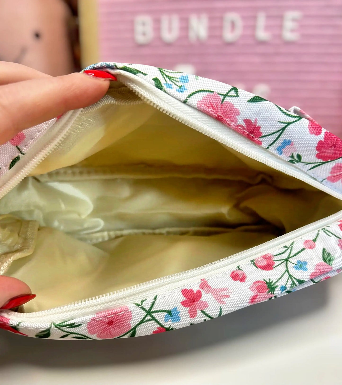 Pink Floral Toiletry & Cosmetic Bag