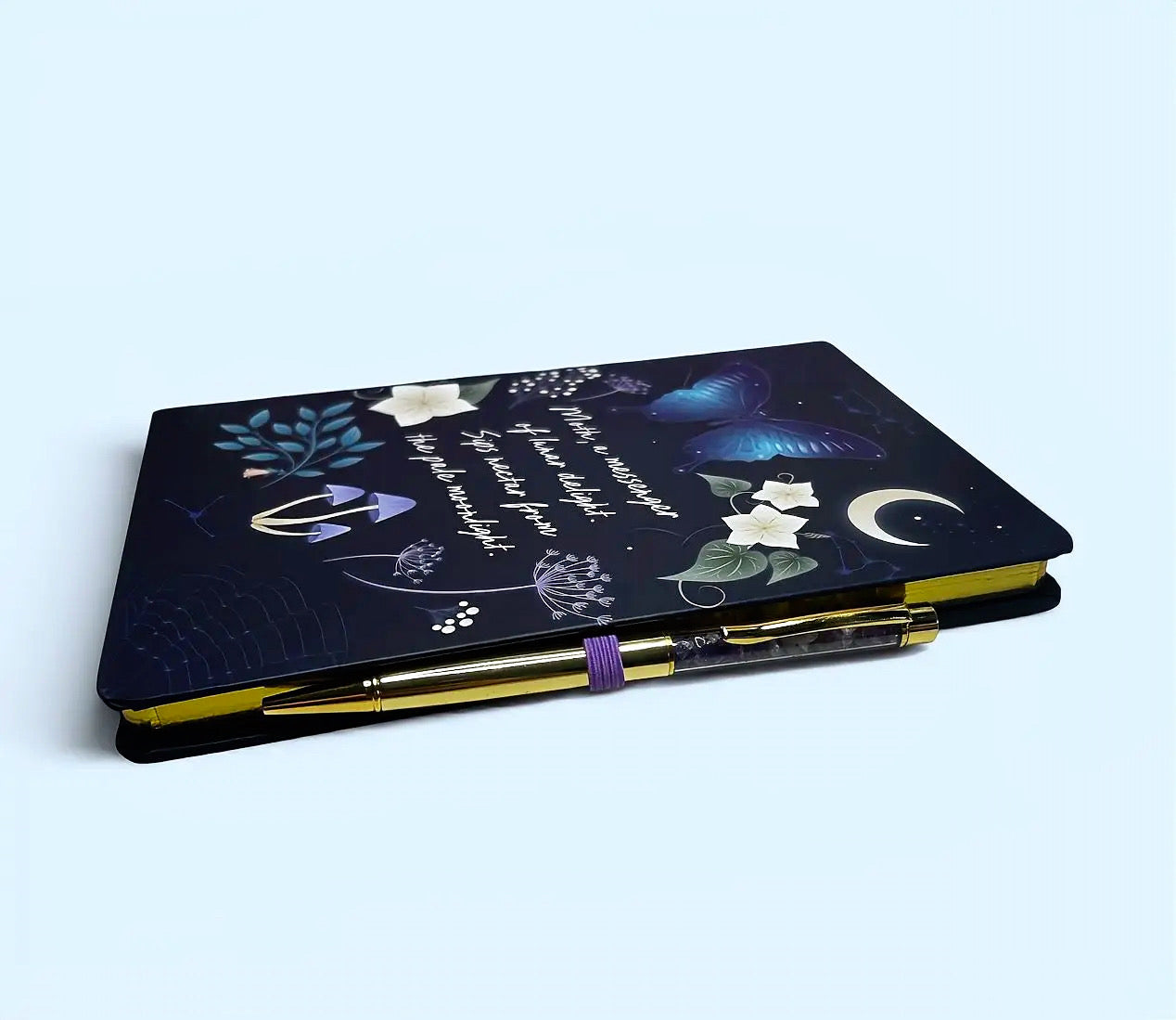 Midnight Moth A5 Journal with Amethyst Chip Pen