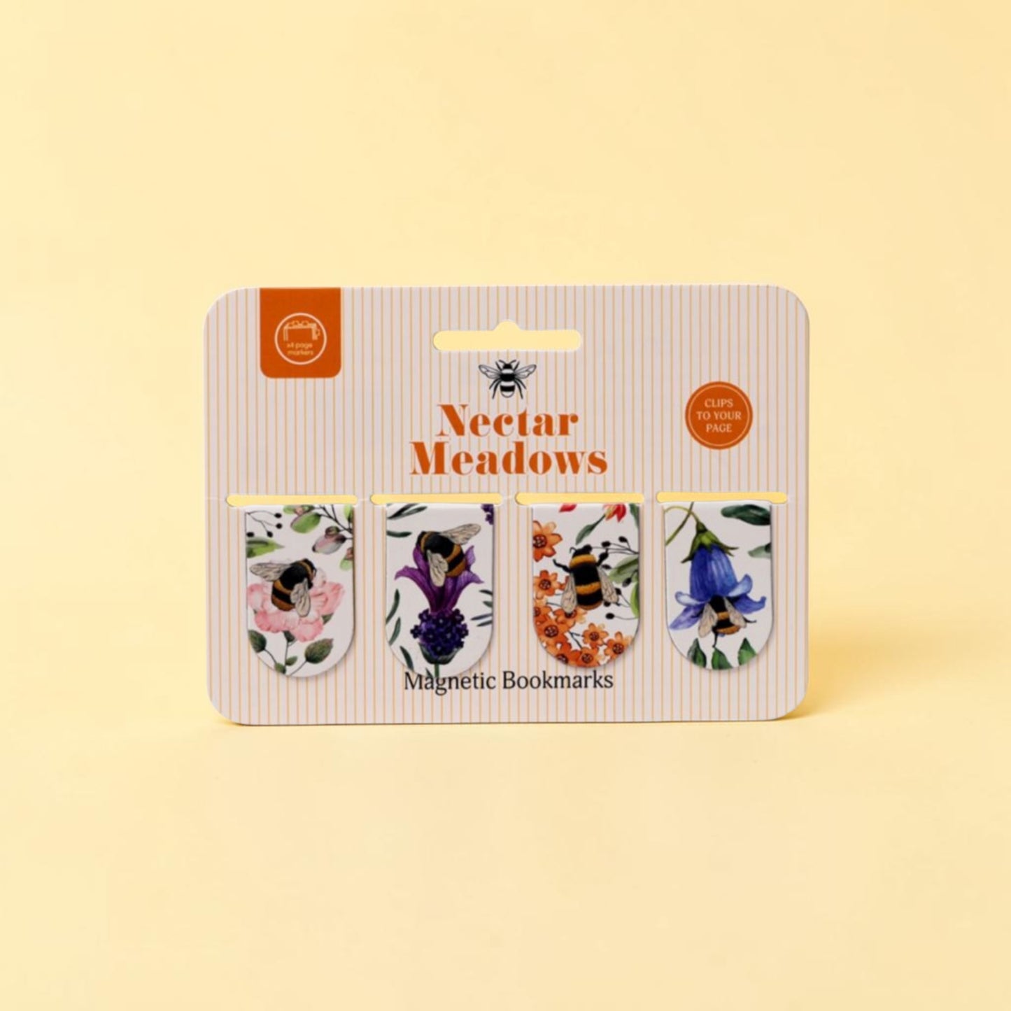 Floral Bee Set of 4 Magnetic Bookmarks
