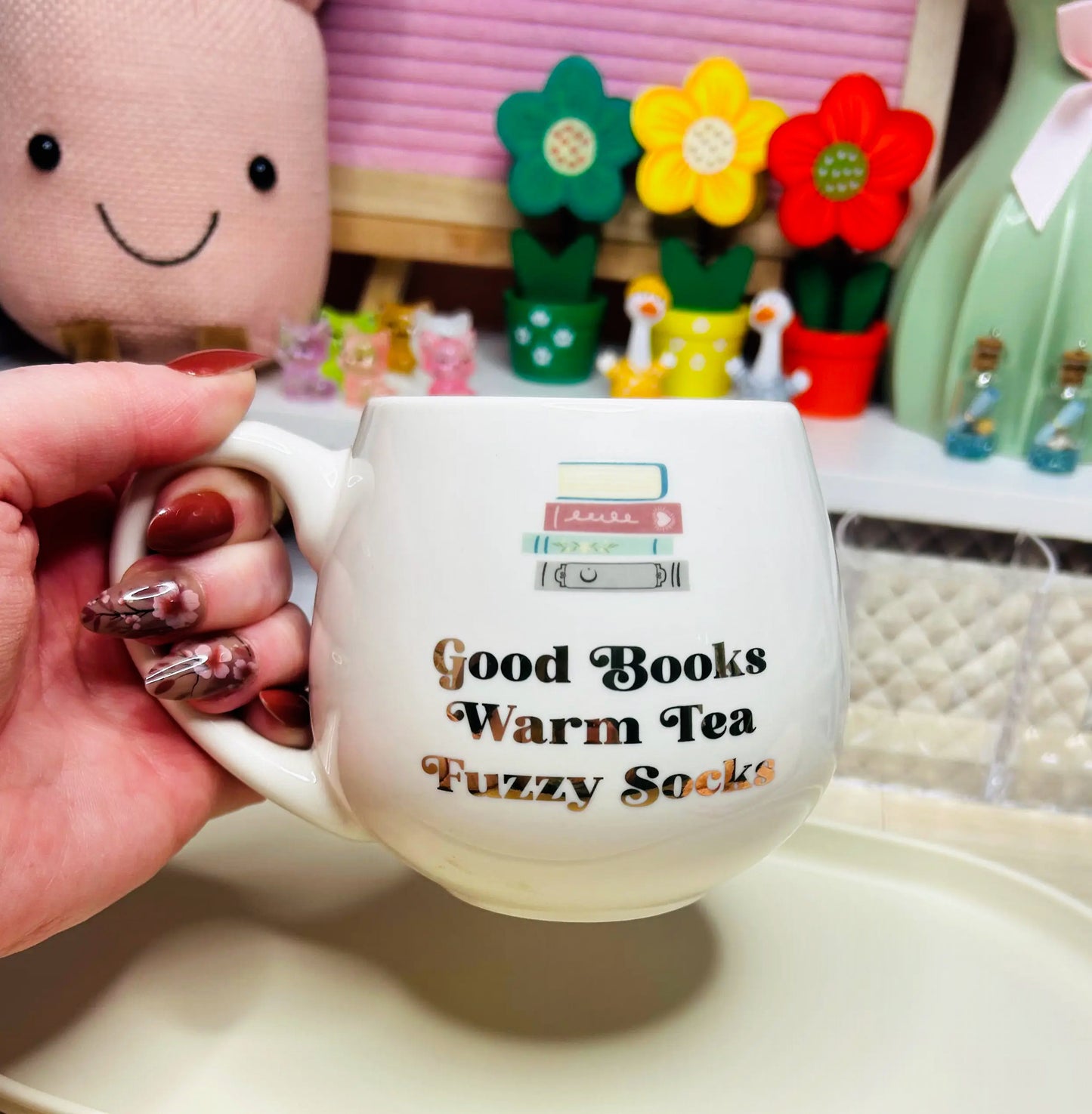 Book & Tea Lovers Bookish Ceramic Rounded Mug & Fluffy Socks Gift Set