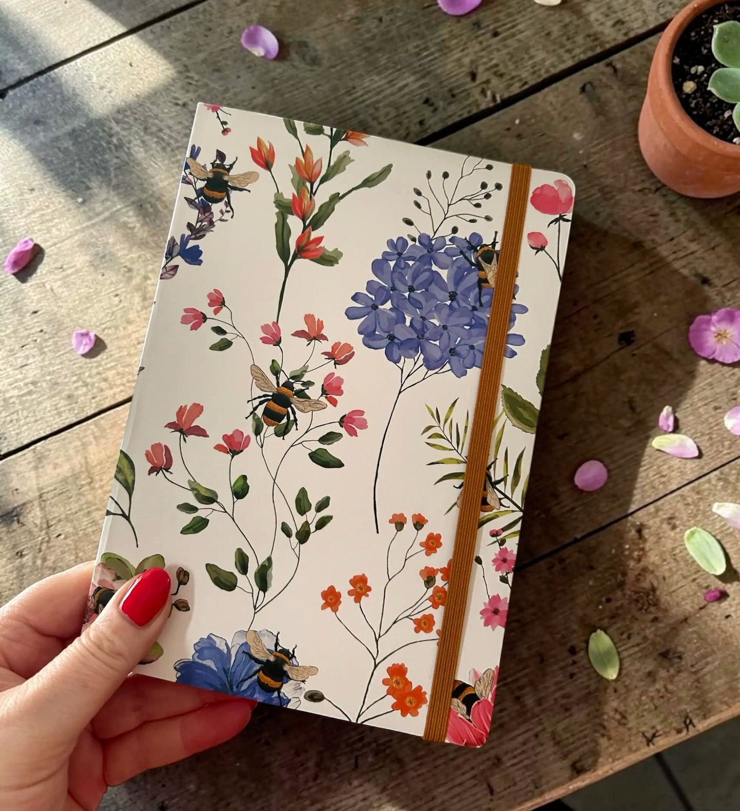 Nectar Meadows Floral Bee A5 Lined Notebook