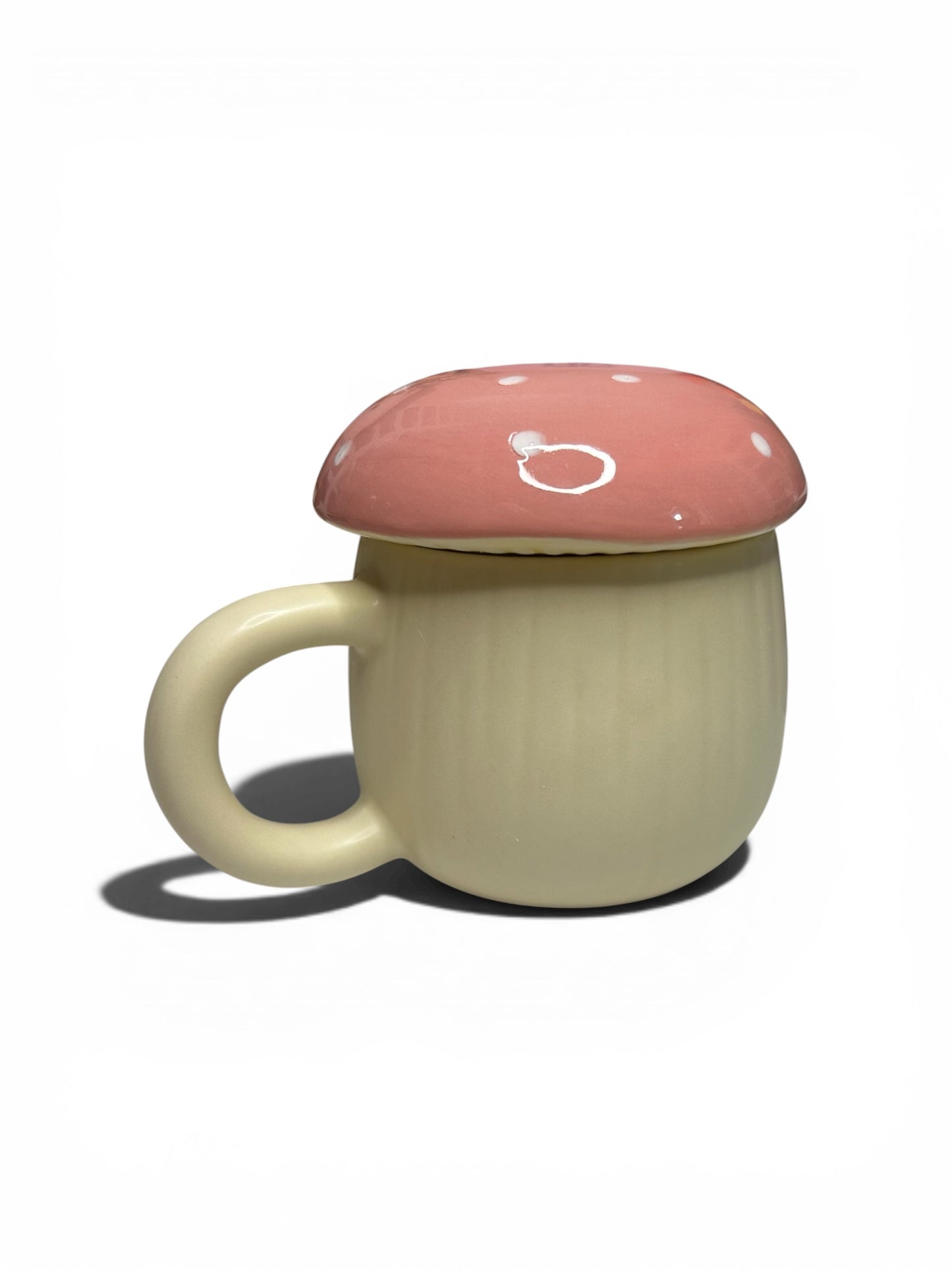 Pink Mushroom Lidded Ceramic Mug