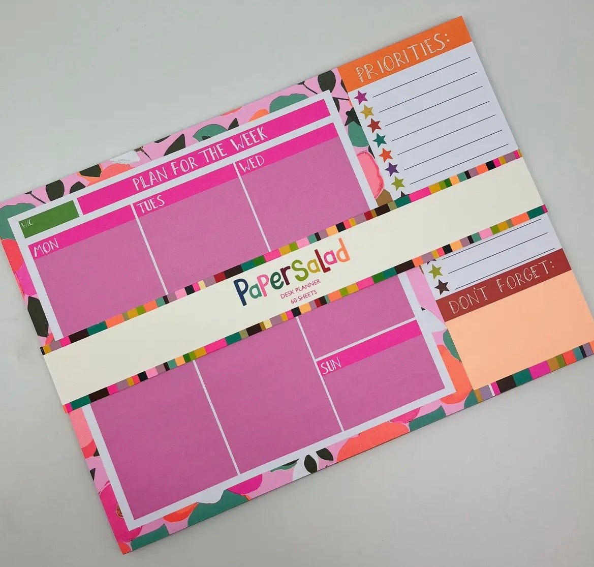 Premium A4 Vibrant Weekly Desk Planner by Paper Salad