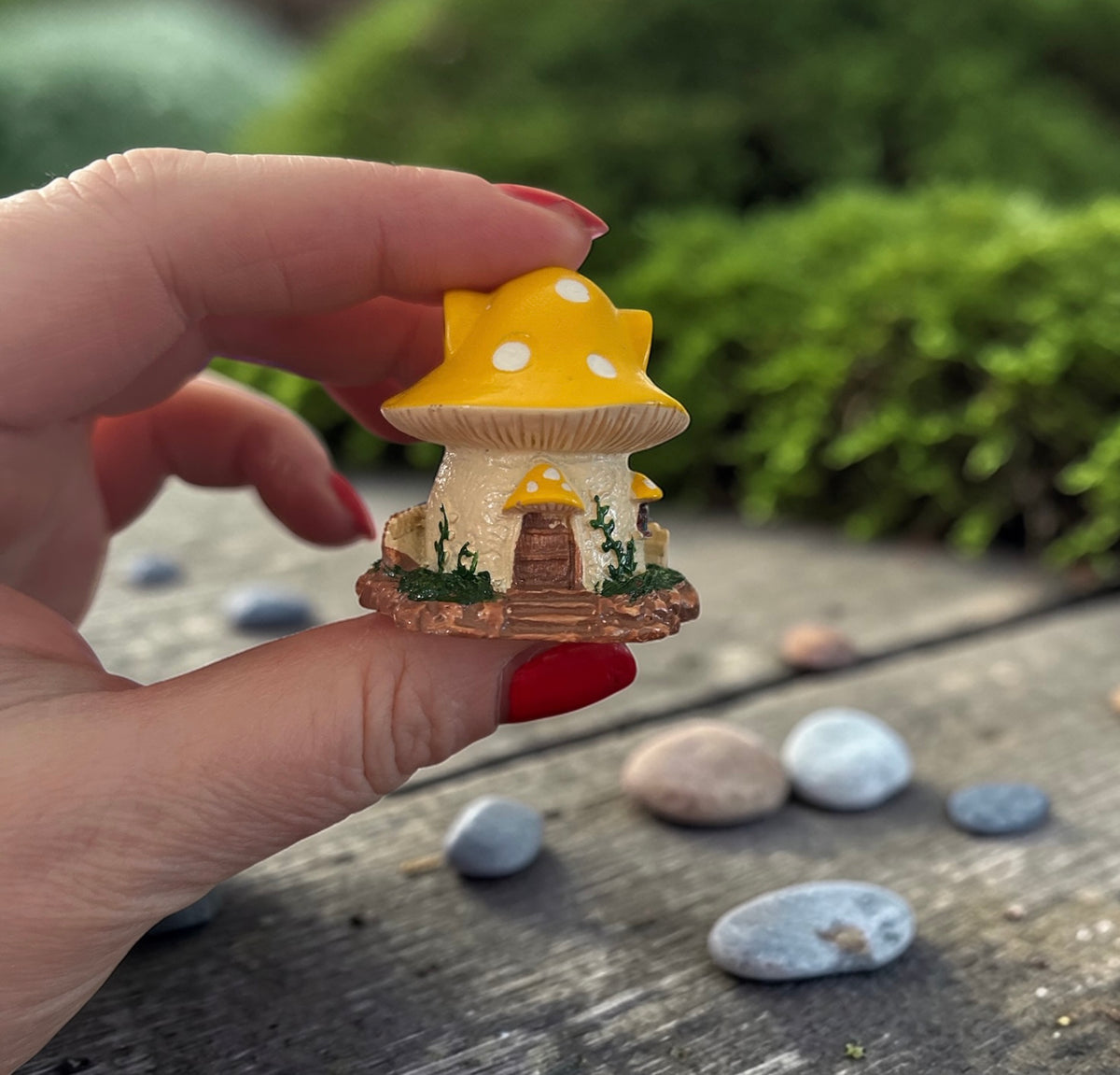 Mini Resin Fairy Garden Yellow Toadstool House