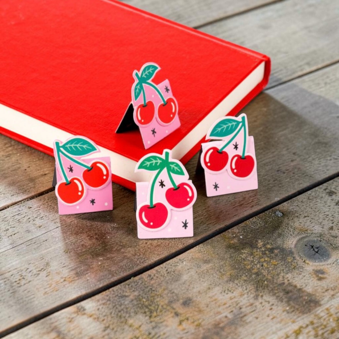Sweet Cherry Set of 4 Magnetic Bookmarks