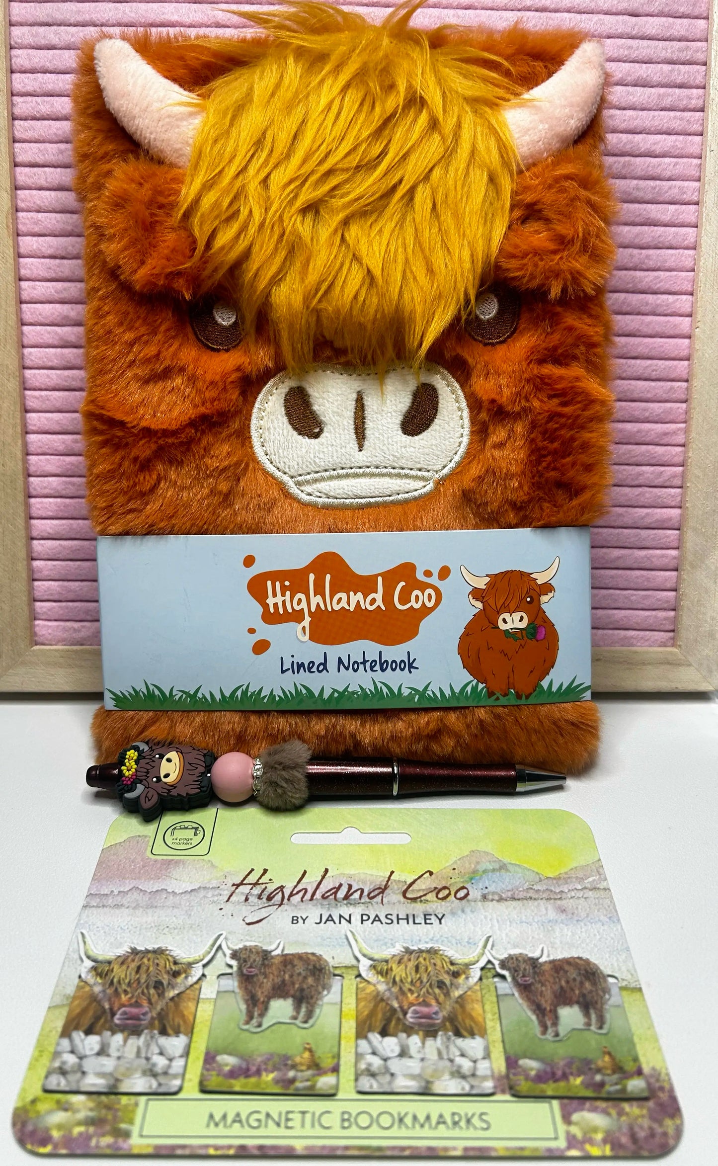 Highland Coo Plush Notebook Gift Bundle