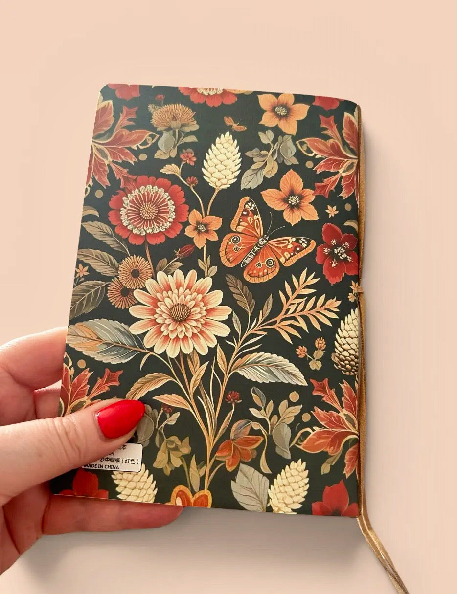 Red Floral Butterfly Tie Journal Sketchbook