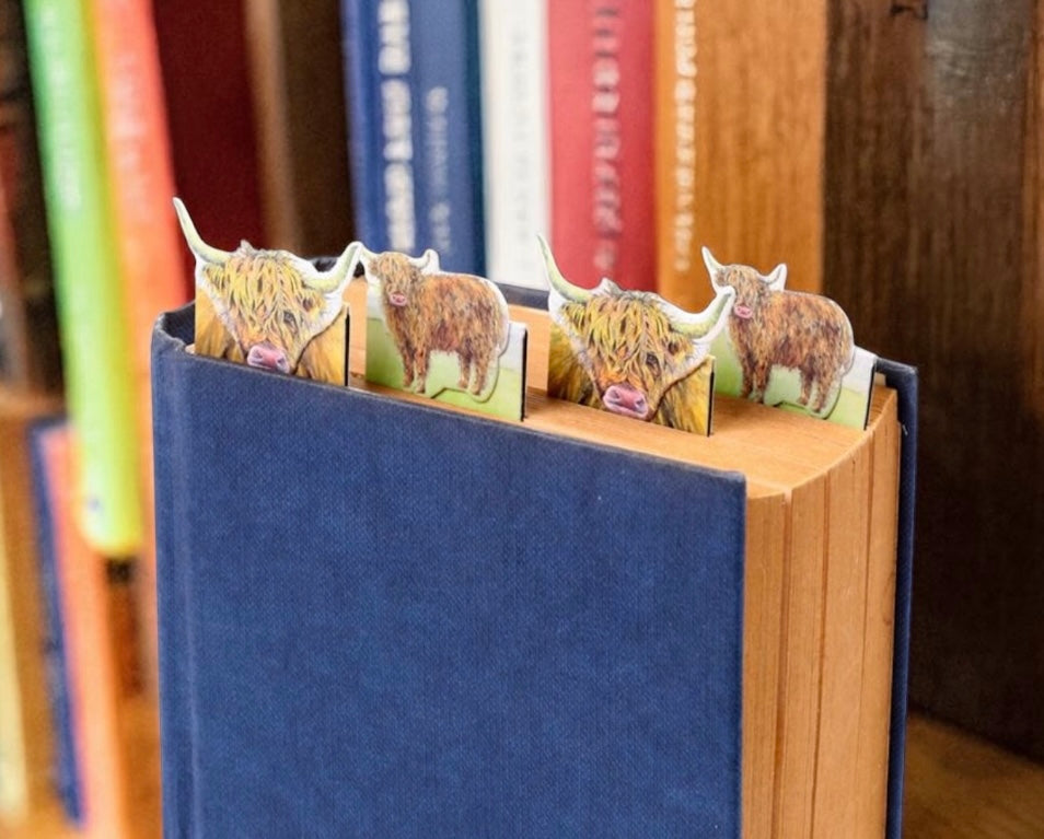 Highland Coo Set of 4 Magnetic Bookmarks
