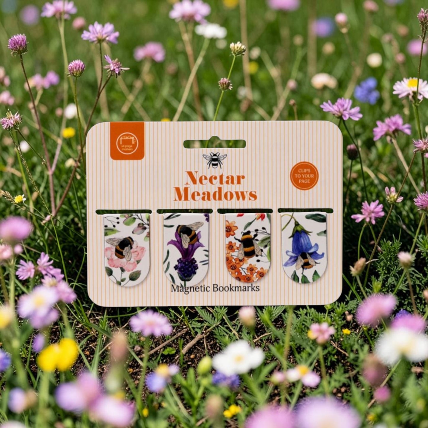 Floral Bee Set of 4 Magnetic Bookmarks