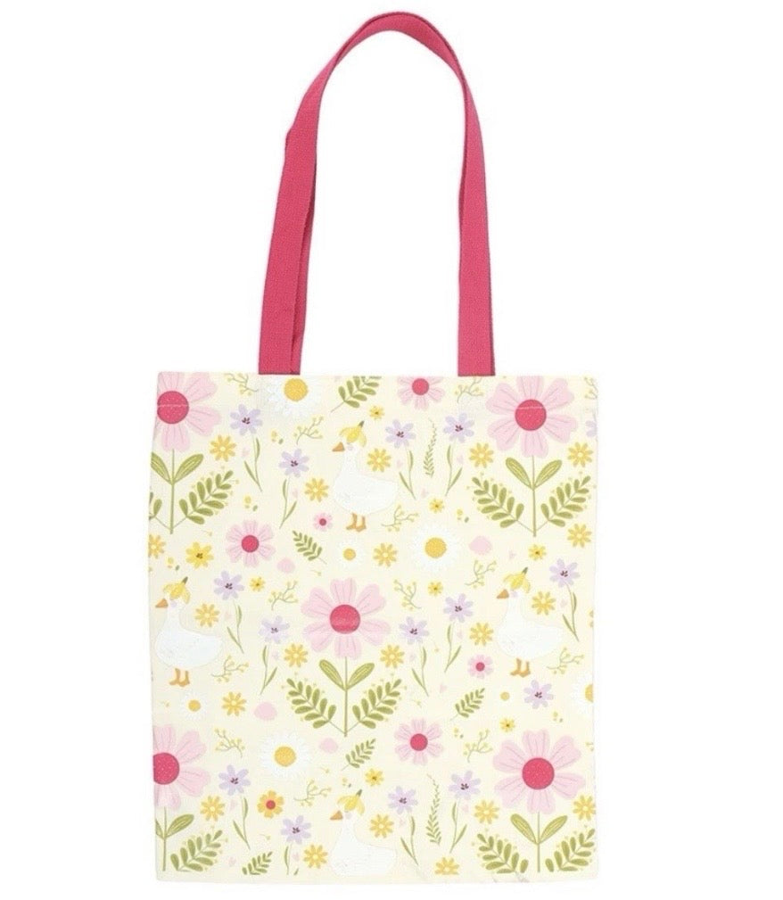 Floral Daisy & Duck Tote Bag