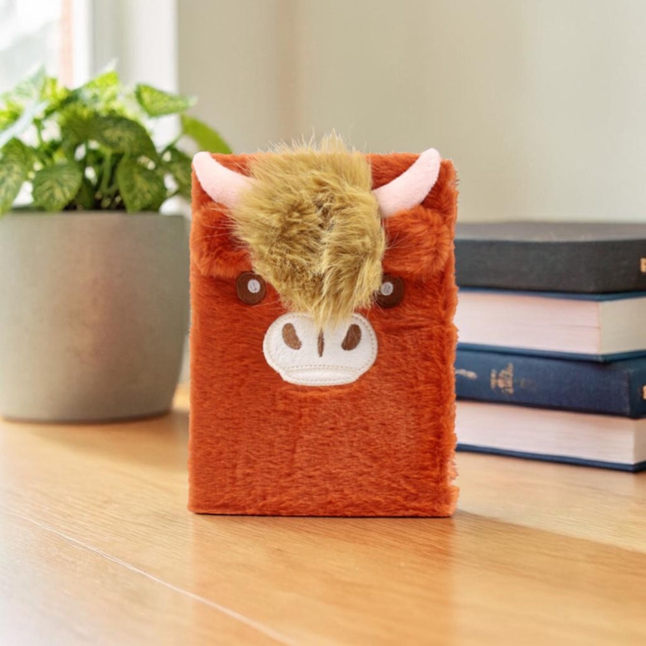 A5 Plush Highland Cow Lined Notebook