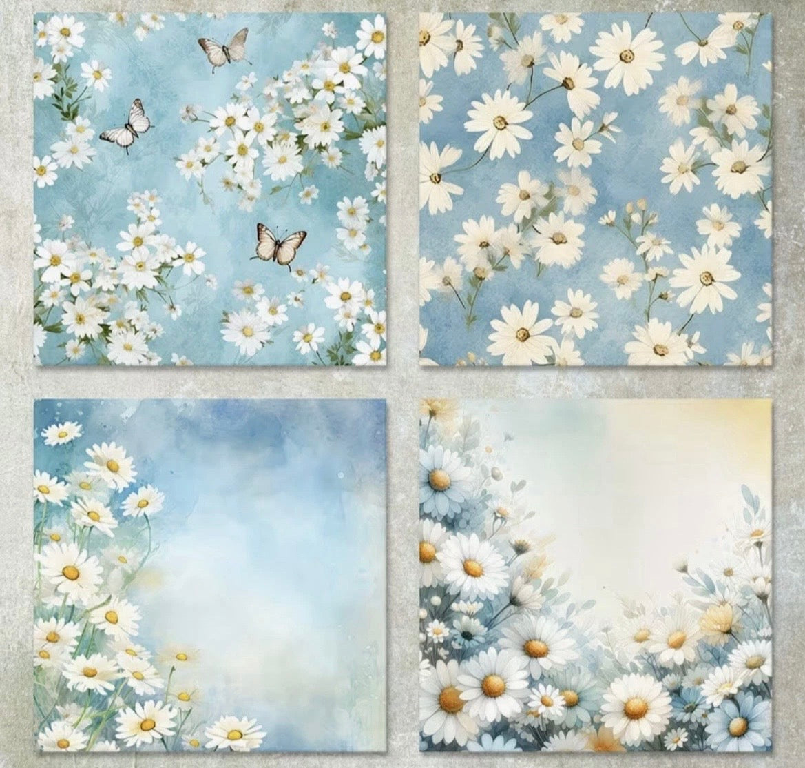 12 PCS Daisy Floral Craft Papers 6x6 inch