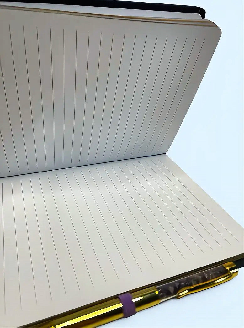 Midnight Moth A5 Journal with Amethyst Chip Pen