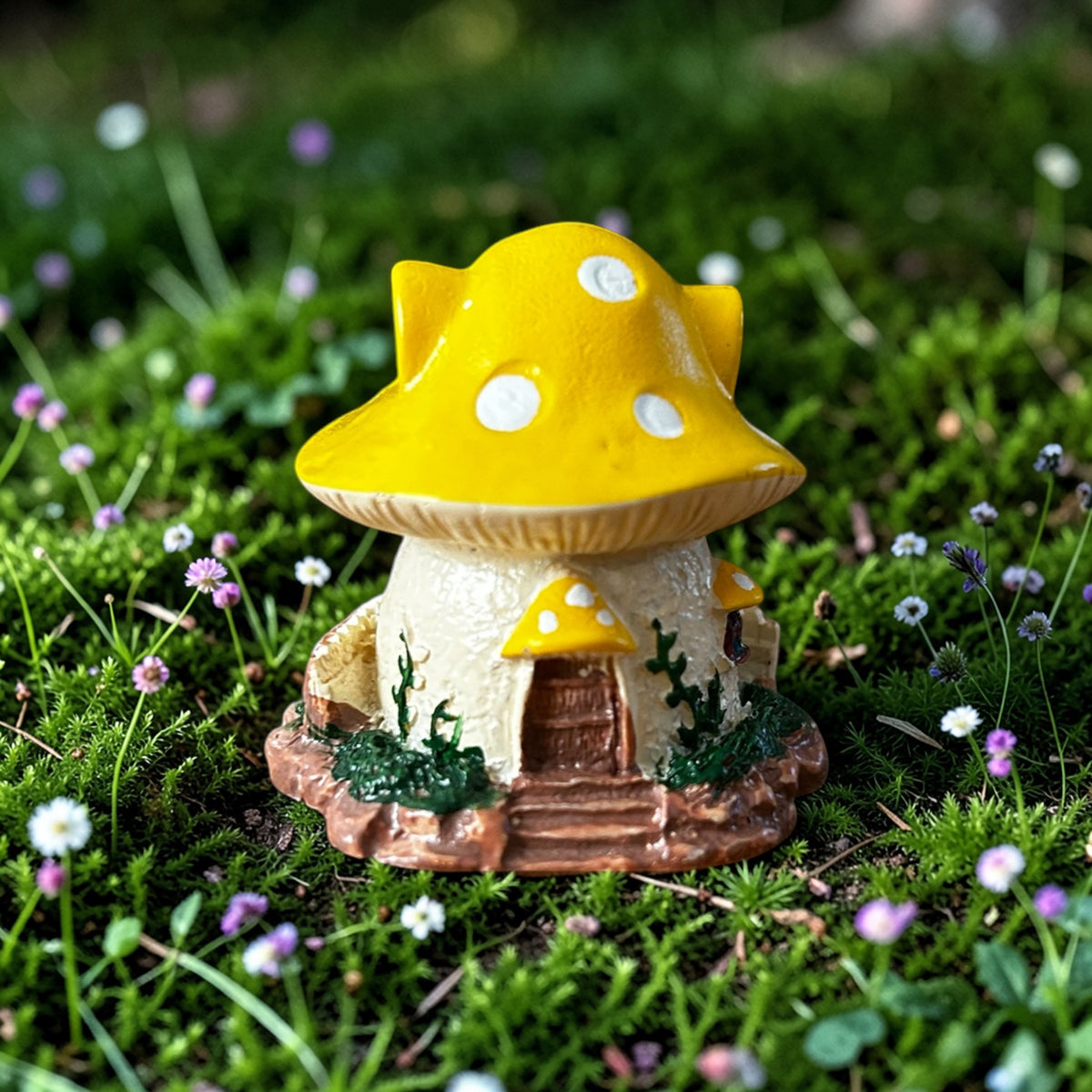 Mini Resin Fairy Garden Yellow Toadstool House