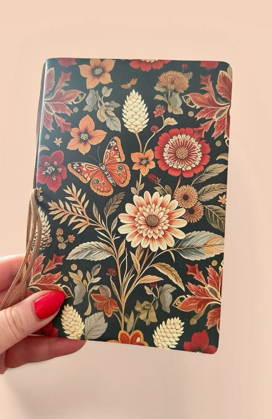 Red Floral Butterfly Tie Journal Sketchbook
