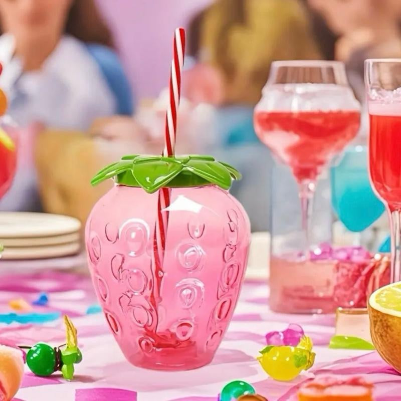 Strawberry Drinking Cup with Straw