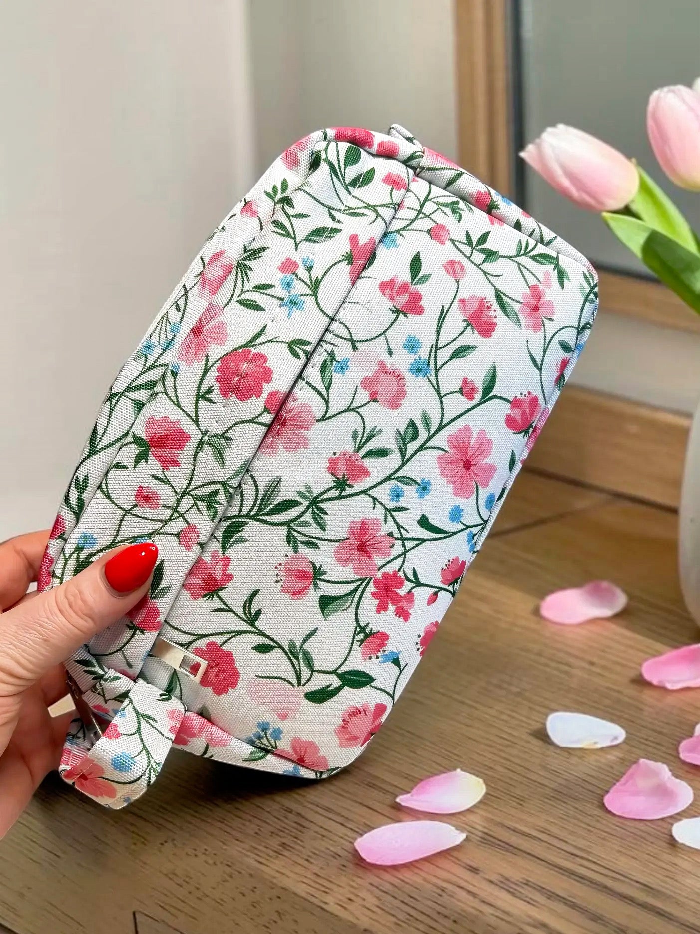 Pink Floral Toiletry & Cosmetic Bag