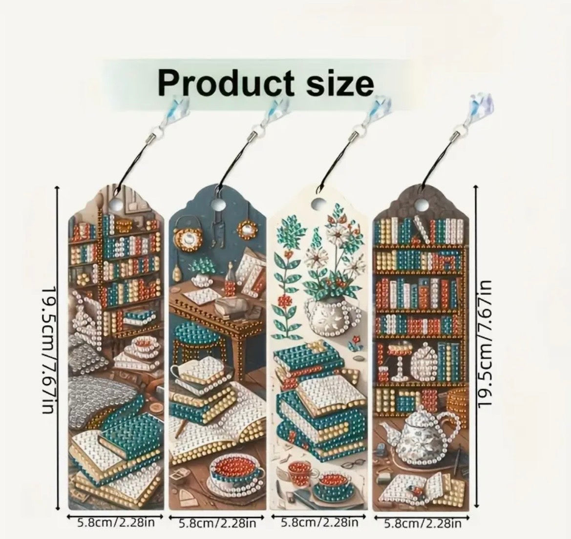 Book Lovers 4PCS Diamond Art Bookmark Making Kit