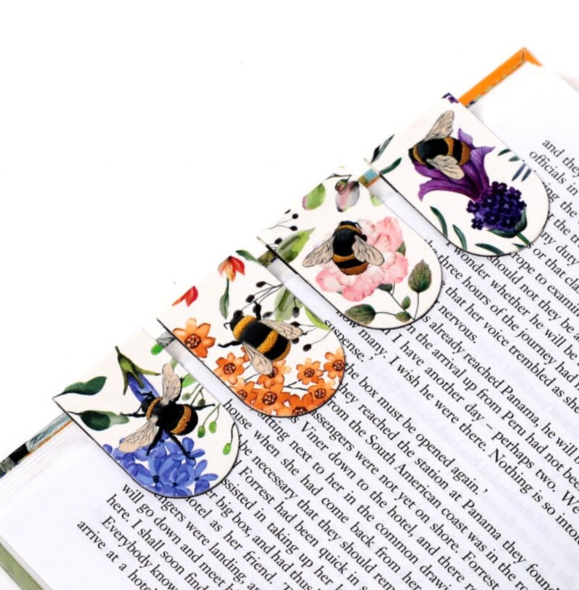 Floral Bee Set of 4 Magnetic Bookmarks