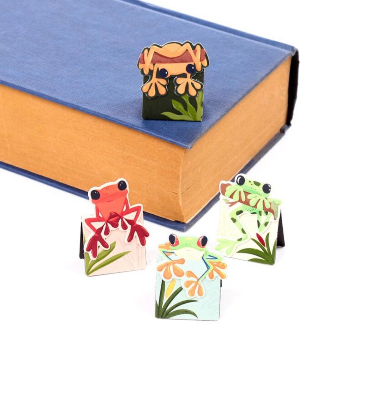 Funky Frogs Set of 4 Magnetic Bookmarks