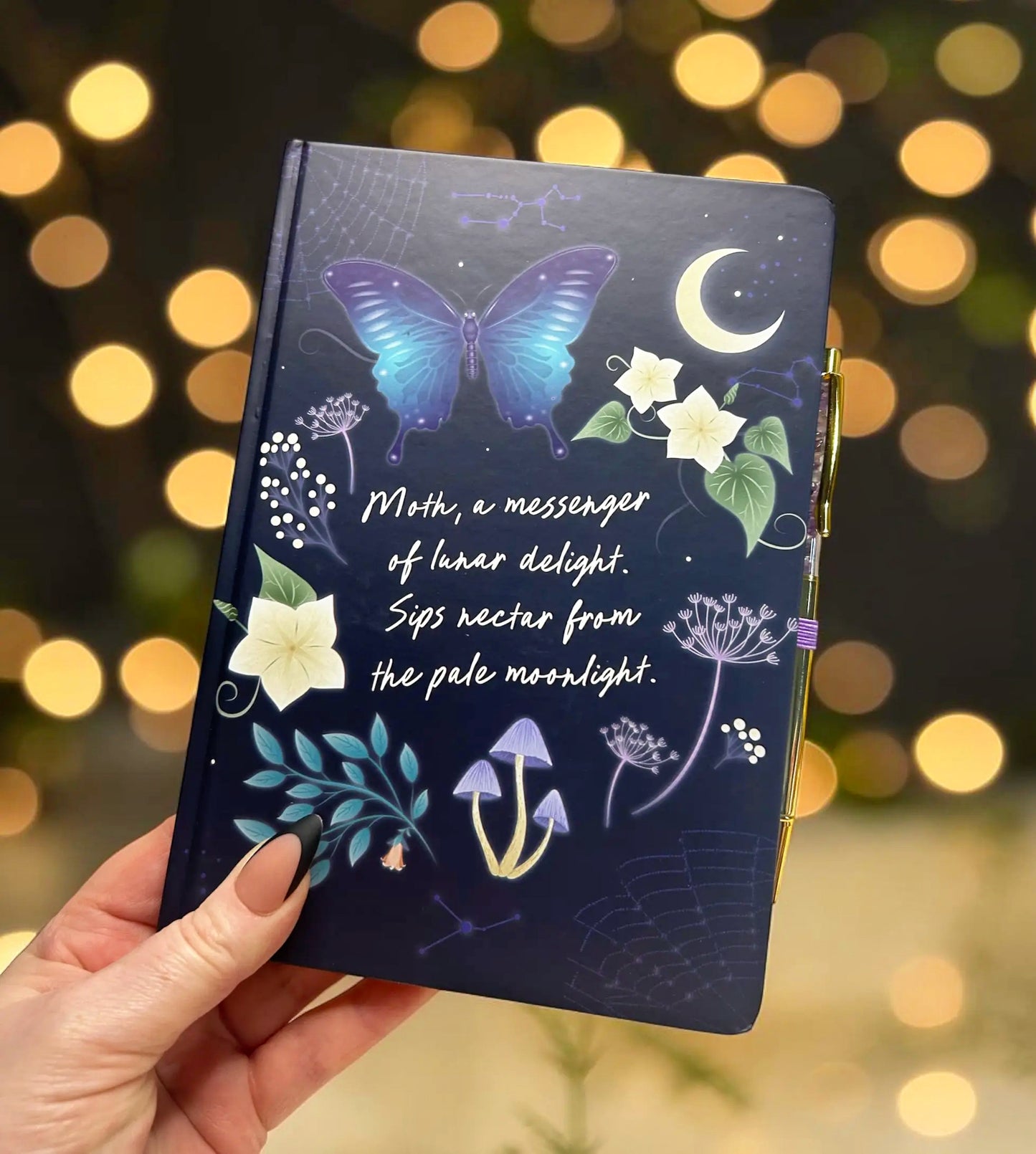 Midnight Moth A5 Journal with Amethyst Chip Pen