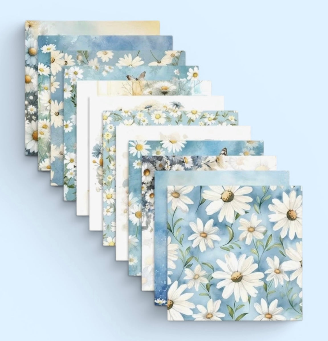 12 PCS Daisy Floral Craft Papers 6x6 inch