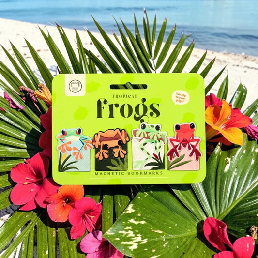 Funky Frogs Set of 4 Magnetic Bookmarks