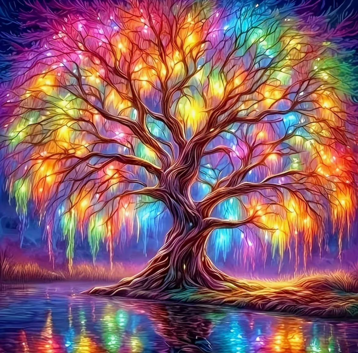 30x30cm Colourful Tree Diamond Art Painting Kit