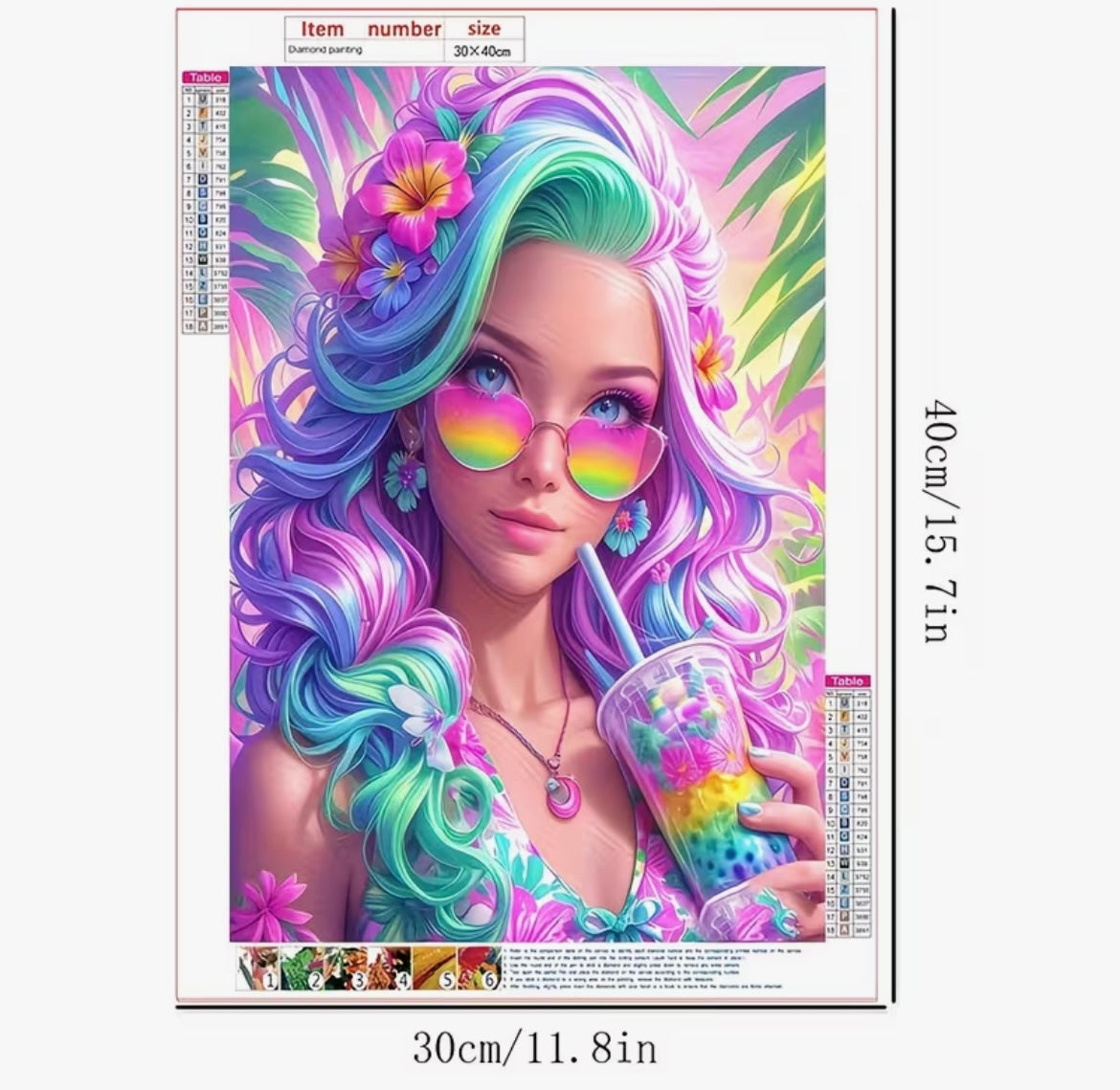 30x40cm Colourful Anime Diamond Art Painting Kit