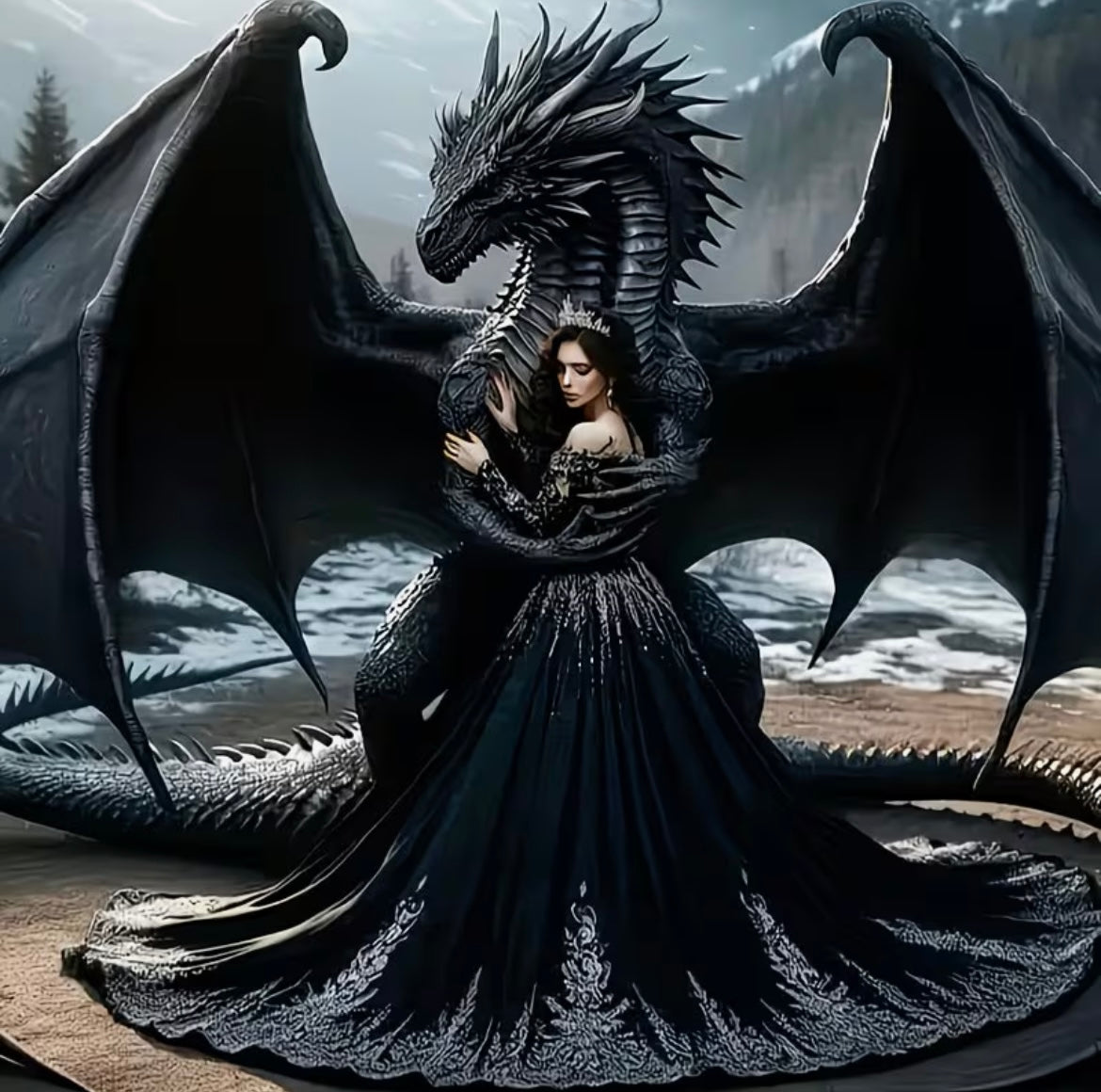 30x30cm Gothic Black Dragon Diamond Art Painting Kit