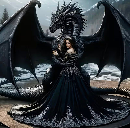 30x30cm Gothic Black Dragon Diamond Art Painting Kit