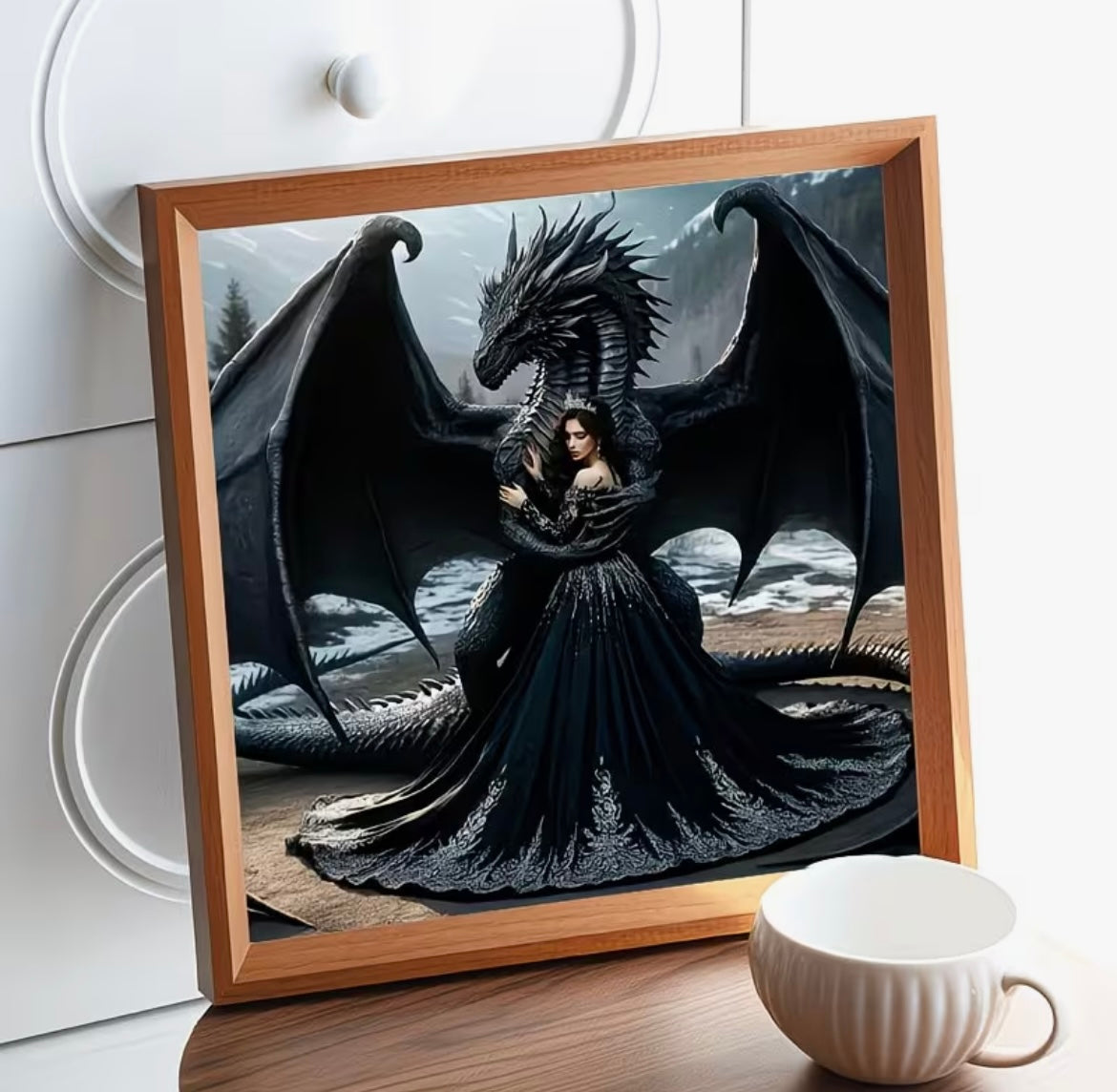 30x30cm Gothic Black Dragon Diamond Art Painting Kit
